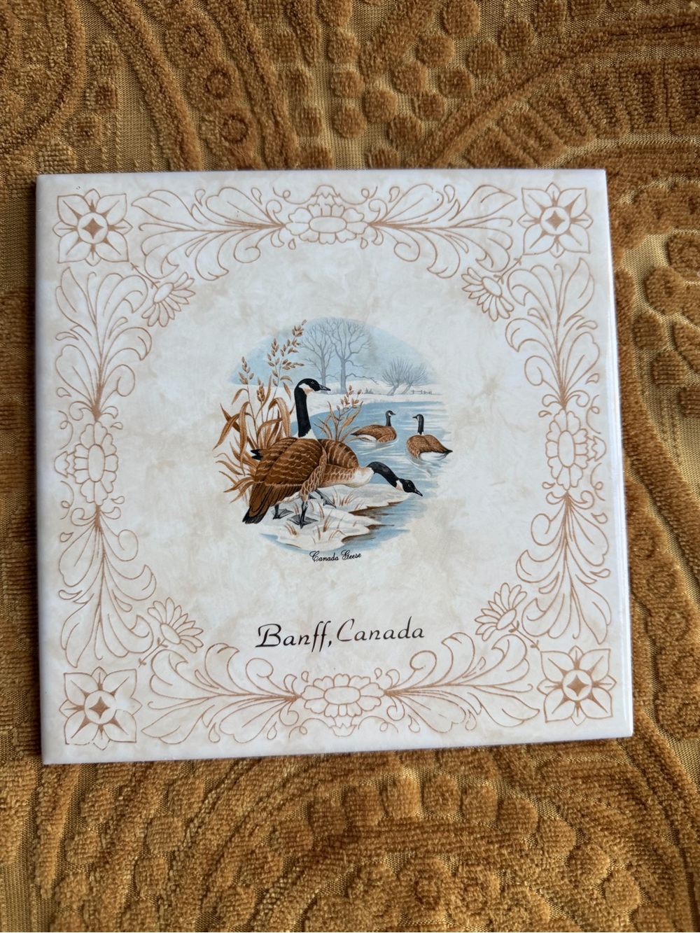 Vintage Banff Canada Goose Brown Cream Ceramic Tile Decor Home